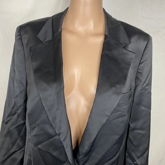 NEW BANANA REPUBLIC  Women's Satin Single-Breasted Suit Jacket Size 12T Black - Picture 13 of 14